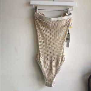Robin Piccone Cream Mesh swimsuit NWT